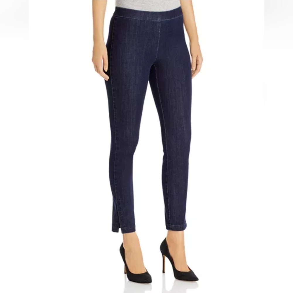 Lafayette 148 New York Murray Pull On Blue Skinny Jeans, Size L - Picture 3 of 13